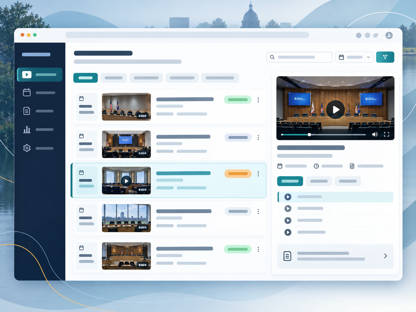 Modern list-style on-demand meeting archive